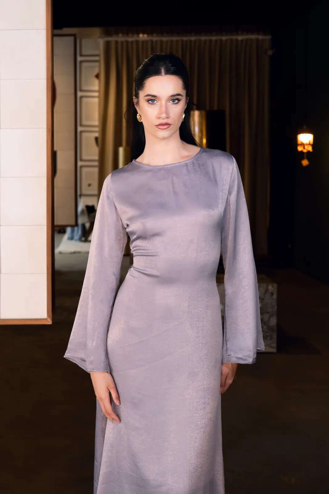 Lina robe satin lilas